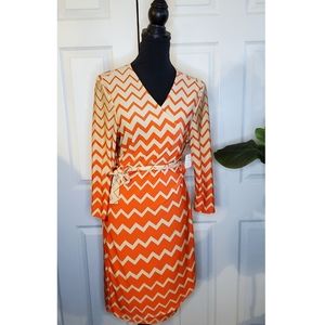 Emma & Michele Women Geo Print Knee Length Wrap Dress Sz L NWOT